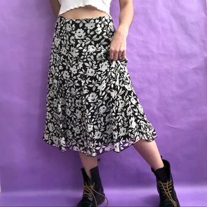 Josephine Chaus Silk Floral Print Midi Skirt